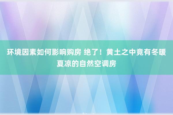 环境因素如何影响购房 绝了！黄土之中竟有冬暖夏凉的自然空调房