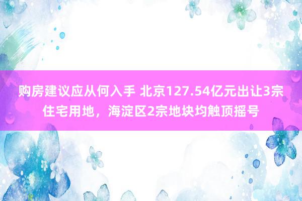 购房建议应从何入手 北京127.54亿元出让3宗住宅用地，海淀区2宗地块均触顶摇号