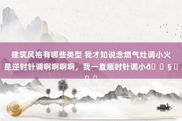 建筑风格有哪些类型 我才知说念燃气灶调小火，是逆时针调啊啊啊啊，我一直顺时针调小😧 ​​