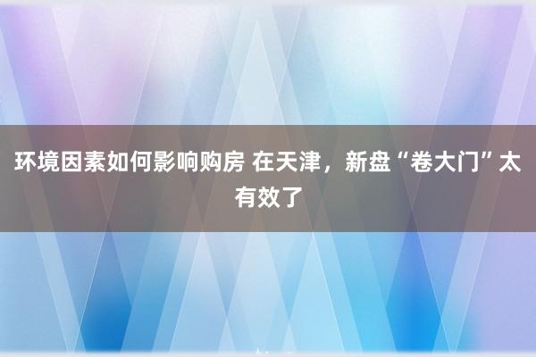 环境因素如何影响购房 在天津，新盘“卷大门”太有效了