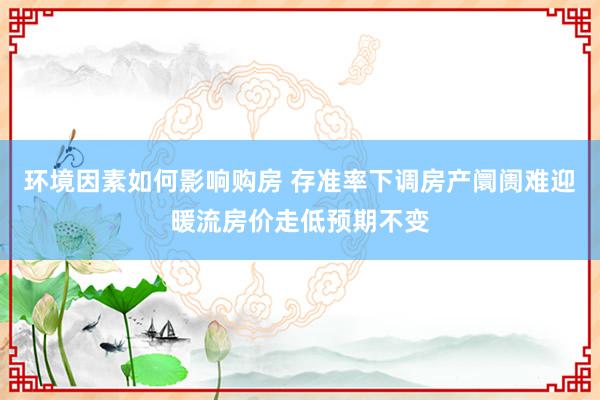 环境因素如何影响购房 存准率下调房产阛阓难迎暖流房价走低预期不变