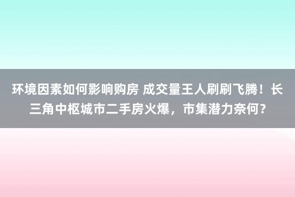 环境因素如何影响购房 成交量王人刷刷飞腾！长三角中枢城市二手房火爆，市集潜力奈何？