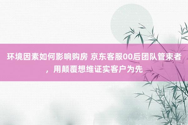 环境因素如何影响购房 京东客服00后团队管束者，用颠覆想维证实客户为先