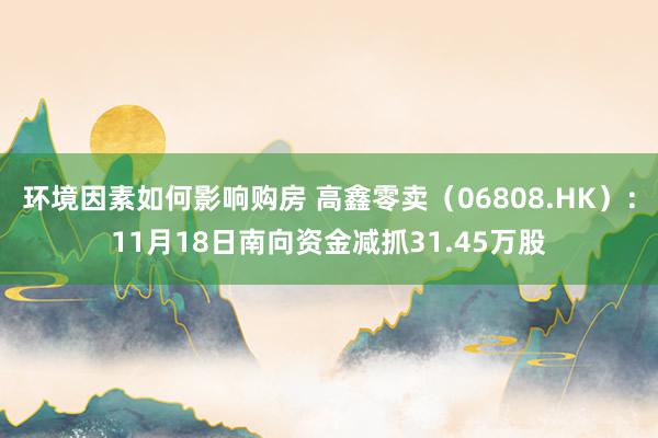 环境因素如何影响购房 高鑫零卖（06808.HK）：11月18日南向资金减抓31.45万股