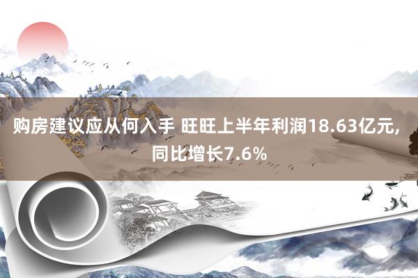 购房建议应从何入手 旺旺上半年利润18.63亿元, 同比增长7.6%