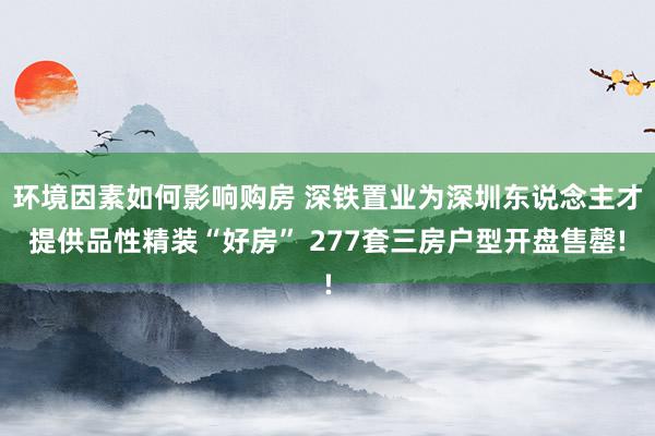 环境因素如何影响购房 深铁置业为深圳东说念主才提供品性精装“好房” 277套三房户型开盘售罄!