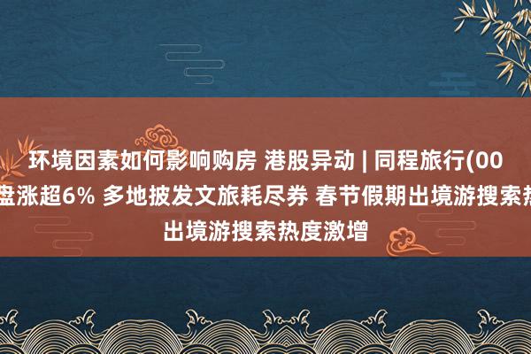 环境因素如何影响购房 港股异动 | 同程旅行(00780)早盘涨超6% 多地披发文旅耗尽券 春节假期出境游搜索热度激增