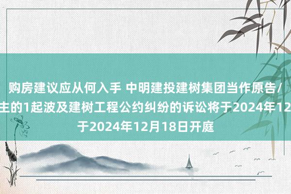 购房建议应从何入手 中明建投建树集团当作原告/上诉东说念主的1起波及建树工程公约纠纷的诉讼将于2024年12月18日开庭