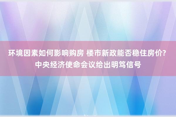 环境因素如何影响购房 楼市新政能否稳住房价? 中央经济使命会议给出明笃信号