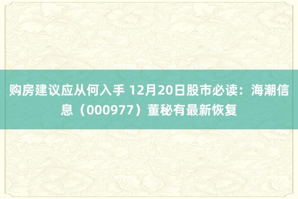 购房建议应从何入手 12月20日股市必读：海潮信息（000977）董秘有最新恢复