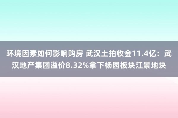 环境因素如何影响购房 武汉土拍收金11.4亿：武汉地产集团溢价8.32%拿下杨园板块江景地块