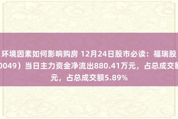 环境因素如何影响购房 12月24日股市必读：福瑞股份（300049）当日主力资金净流出880.41万元，占总成交额5.89%