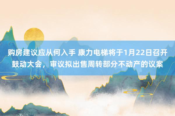 购房建议应从何入手 康力电梯将于1月22日召开鼓动大会，审议拟出售周转部分不动产的议案