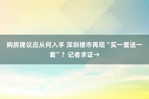 购房建议应从何入手 深圳楼市再现“买一套送一套”？记者求证→