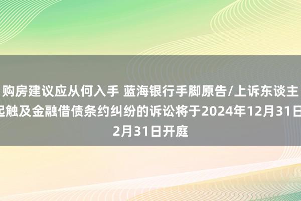 购房建议应从何入手 蓝海银行手脚原告/上诉东谈主的1起触及金融借债条约纠纷的诉讼将于2024年12月31日开庭