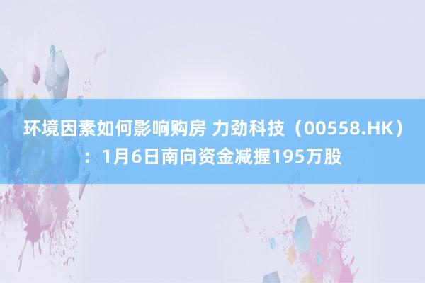 环境因素如何影响购房 力劲科技（00558.HK）：1月6日南向资金减握195万股