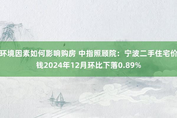 环境因素如何影响购房 中指照顾院：宁波二手住宅价钱2024年12月环比下落0.89%