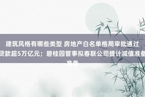 建筑风格有哪些类型 房地产白名单格局审批通过贷款超5万亿元；碧桂园管事拟春联公司提计减值准备