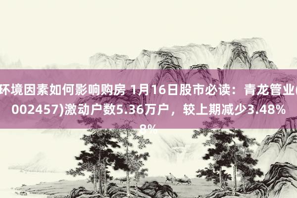 环境因素如何影响购房 1月16日股市必读：青龙管业(002457)激动户数5.36万户，较上期减少3.48%