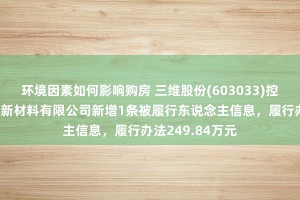 环境因素如何影响购房 三维股份(603033)控股的内蒙古三维新材料有限公司新增1条被履行东说念主信息，履行办法249.84万元