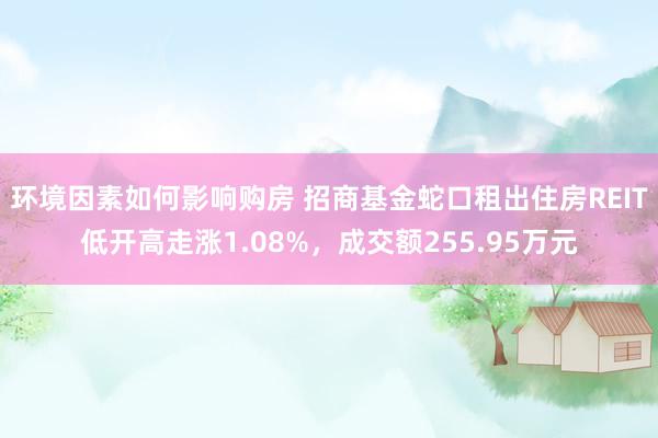 环境因素如何影响购房 招商基金蛇口租出住房REIT低开高走涨1.08%，成交额255.95万元