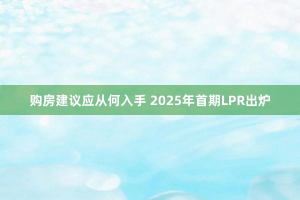 购房建议应从何入手 2025年首期LPR出炉