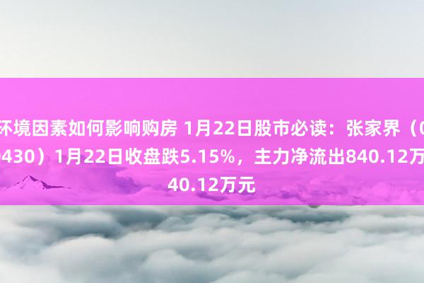 环境因素如何影响购房 1月22日股市必读：张家界（000430）1月22日收盘跌5.15%，主力净流出840.12万元