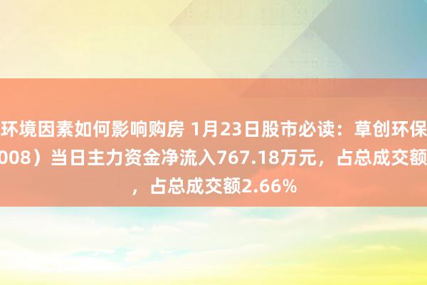 环境因素如何影响购房 1月23日股市必读：草创环保（600008）当日主力资金净流入767.18万元，占总成交额2.66%