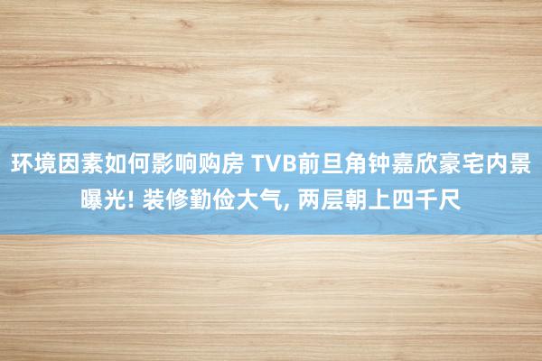 环境因素如何影响购房 TVB前旦角钟嘉欣豪宅内景曝光! 装修勤俭大气, 两层朝上四千尺