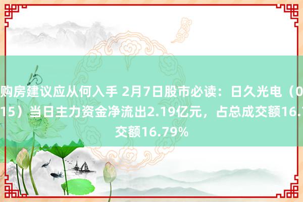 购房建议应从何入手 2月7日股市必读：日久光电（003015）当日主力资金净流出2.19亿元，占总成交额16.79%