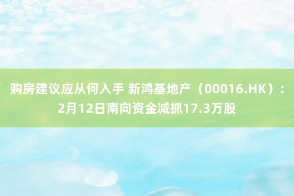 购房建议应从何入手 新鸿基地产（00016.HK）：2月12日南向资金减抓17.3万股