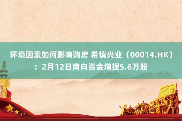 环境因素如何影响购房 希慎兴业（00014.HK）：2月12日南向资金增捏5.6万股