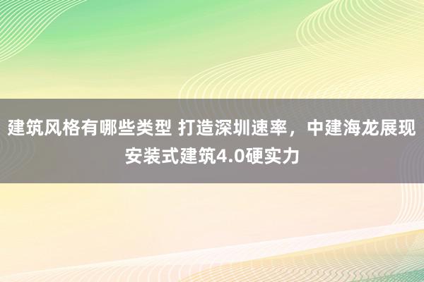 建筑风格有哪些类型 打造深圳速率，中建海龙展现安装式建筑4.0硬实力