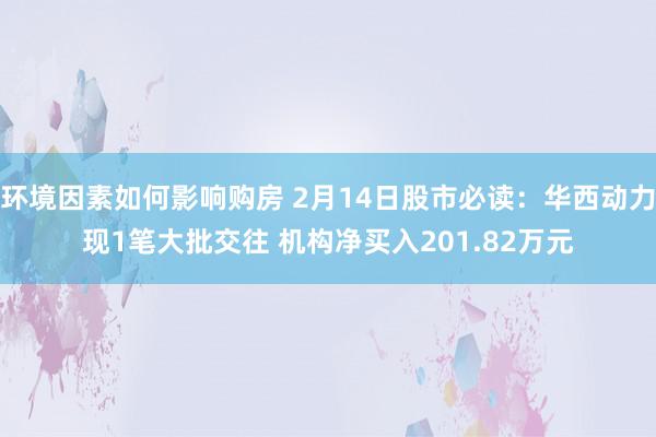 环境因素如何影响购房 2月14日股市必读：华西动力现1笔大批交往 机构净买入201.82万元