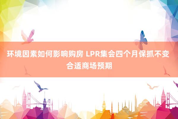 环境因素如何影响购房 LPR集会四个月保抓不变 合适商场预期