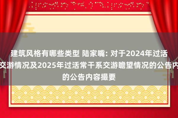 建筑风格有哪些类型 陆家嘴: 对于2024年过活常干系交游情况及2025年过活常干系交游瞻望情况的公告内容撮要