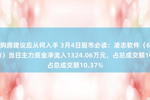 购房建议应从何入手 3月4日股市必读：凌志软件（688588）当日主力资金净流入1324.06万元，占总成交额10.37%