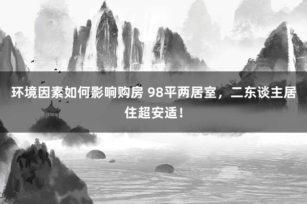 环境因素如何影响购房 98平两居室，二东谈主居住超安适！